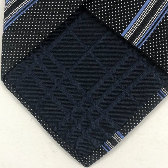 Burberry London Men's Necktie Black Silk Polka Dot Striped Woven Designer Italy - Picture 3 of 6
